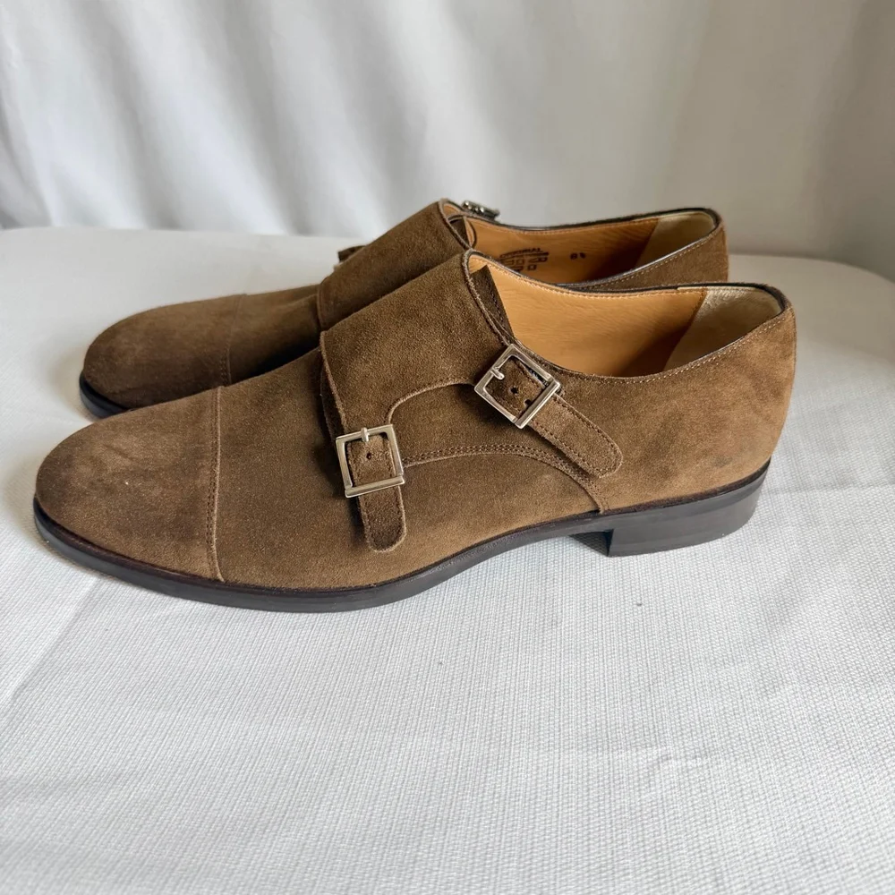 Men's Giorgio's Brown Suede Monk Strap Loafers 8.5